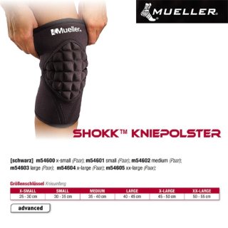 MUELLER Shokk Kniepolster paarweise in schwarz,  XL / Inhalt 1 Stück
