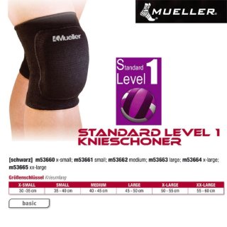 MUELLER Standard Level 1 Knieschoner in schwarz,  XS / Inhalt 1 Stück