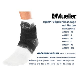 MUELLER Hg80 Fußgelenkbandage mit Gurten,  M / Inhalt 1 Stück
