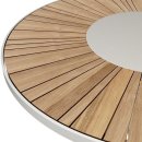 Designer Essgruppe Tisch Alserio + 4 Stühle Lavarone Teakholz Edelstahl - Tischplatte Durchmesser: 80 cm