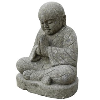 Basanit Shaolin Mönch Nizamabad mit Geste der Demut - Höhe x Tiefe x Breite: 50 x 38 x 24 cm