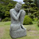Garten Skulptur aus Naturstein Buddha Nandyal - Höhe x Tiefe x Breite: 150 x 70 x 80 cm