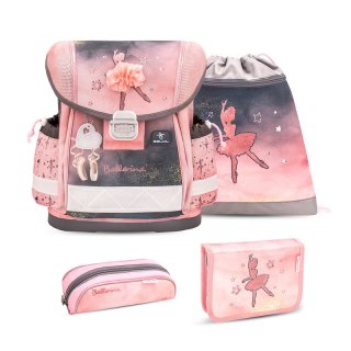 Belmil Classy ergonomisches Schulranzen-Set 4-teilig "Ballerina Black Pink" mit Brustgurt