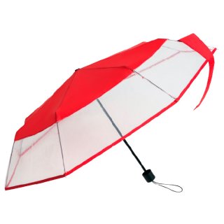Regenschirm 24 X 90 Cm Stahl/Polyester Rot/Transparent