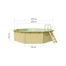 Trend Holzpool SET Achteck | Metallecken | Sand | 470 x 470 x 124 cm | ca. 16,3 m³