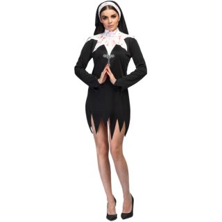 Blutige Nonne Kostüm Damen schwarz/weiß Größe 40/42 (M)