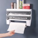Herzberg HG-03145 Wandmontierter Papierhandtuch-, Frischhaltefolien- und Folienspender für die Haushaltsküche