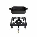 Hockerkocher-Set (klein) mit Gusseisenpfanne 26 x 26 cm -...