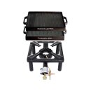 Hockerkocher-Set (klein) mit Gusseisengrillplatte 32 x 32...